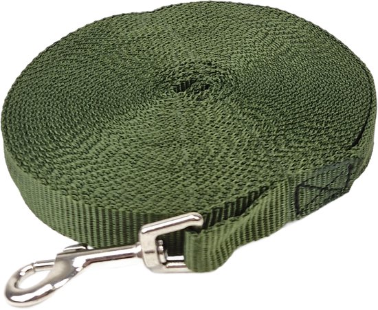 BCF-Products Hondenriem - Hondenriemen - 10 Meter - Olijfgroen - Lange Hondenlijn - Leiband - Sleeplijn - Looplijn - Trainingslijn