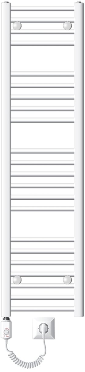 Badkamerradiator Elektrisch met verwarmingselement 900W 300x1400 mm Wit recht met zijaansluiting