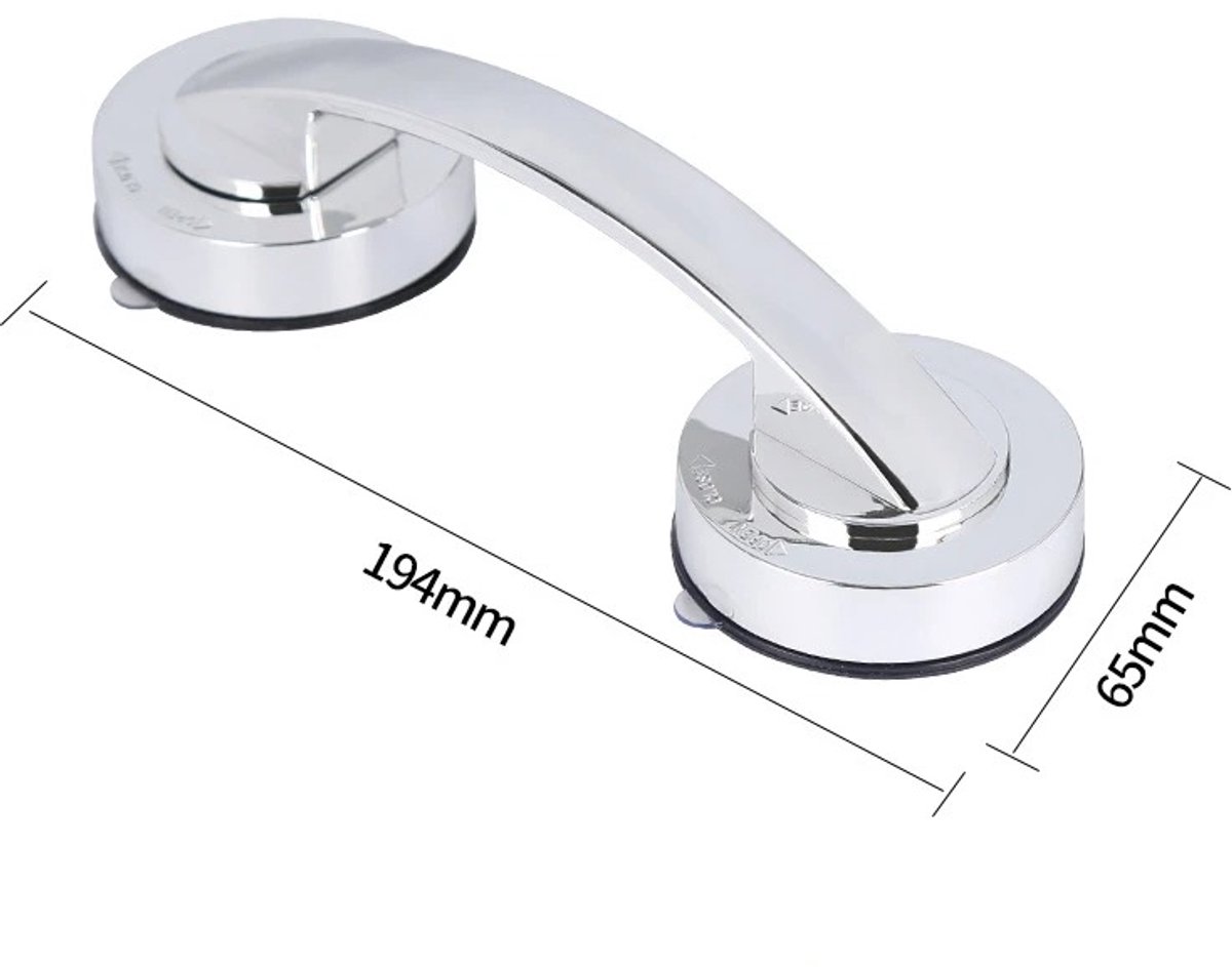 WiseGoods Premium Anti Slip Handvat Met Zuignap - Badkamer Veiligheidsgreep 19.4CM - Handgreep - Handgrepen - Handvatten Zilver