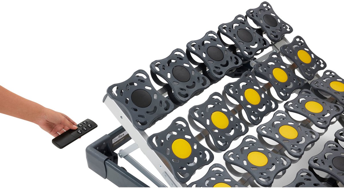 Beter Bed Select Schotelbodem Discflex elektrisch verstelbaar draadloos - 80 x 210 cm - antraciet/geel