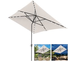 Parasol vierkant - Tuin - Balkonparasol - 200x300cm - 30° Kantelbaar - Waterdicht - LED - Beige