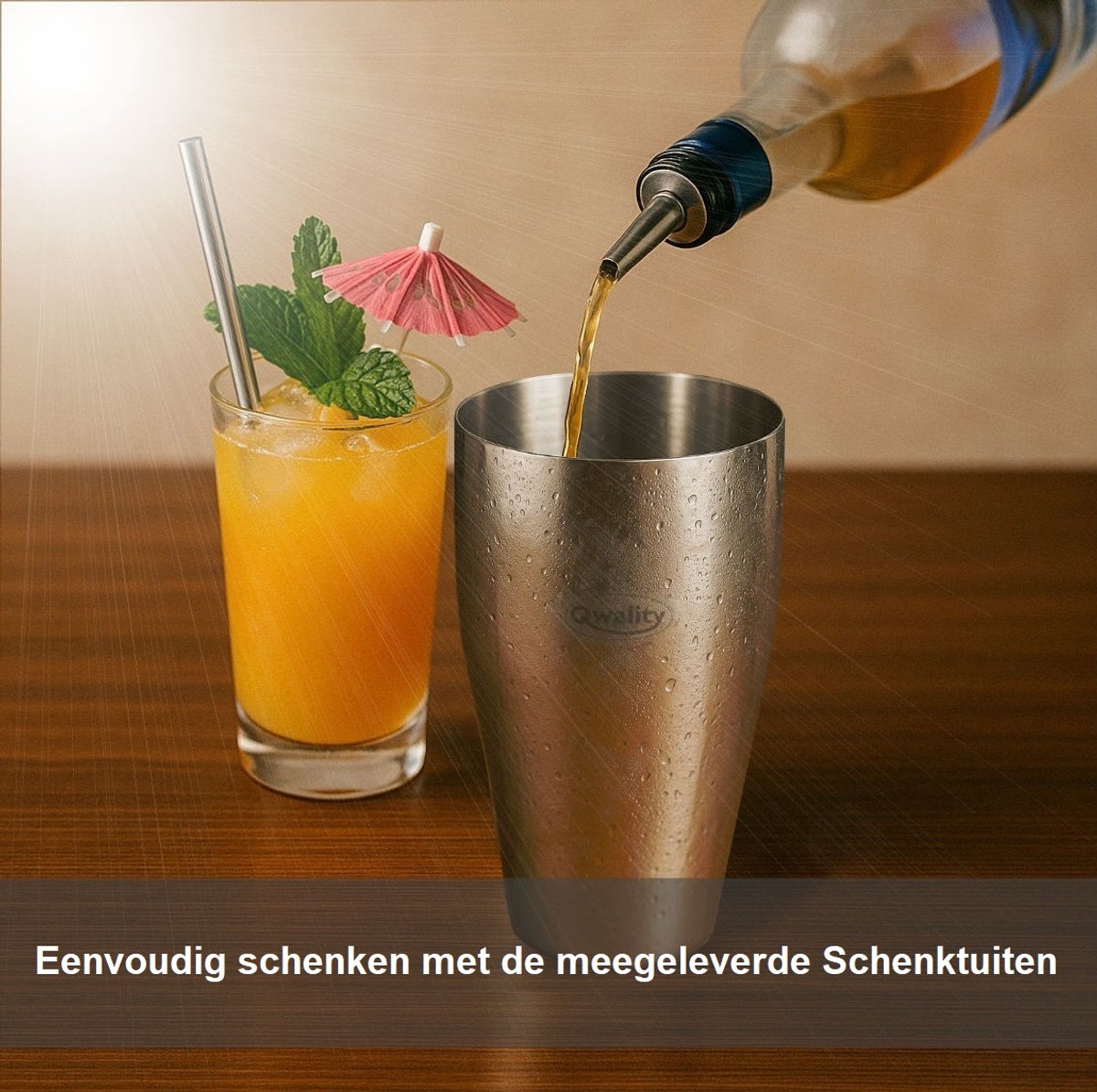 Cocktail Shaker Set (750 ml) - Cocktail Set - Luxe Cadeau voor hem of haar - Cocktailset - Zilverkleurig - Qwality® — cadeau in Kookcadeaus - foto 5
