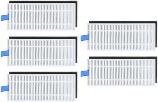 5 stuks Stofzuiger filter - Stofzuiger vervangingsset - HEPA-filtervervanging - Filter zijborstel vervanging - Vervangend filter - Geschikt voor Tefal Rowenta veegmachine X-plorerSerie 75 hoofdborstel filterdoek accessoire - Wit - 130 x 50 mm