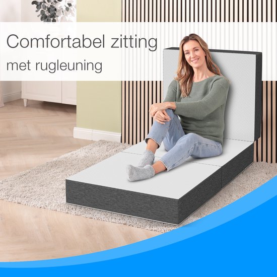 ELONEO Visco-Elastisch Schuim Opvouwbaar Matras - 75x200 cm, 15 cm Extra Dikke Vouwmatras, Wasbare Hoes, Multifunctioneel Logeerbed, Reismatras, Logeermatras, Opvouwbaar Bed, Poef, Zitje en Futon van ELONEO — afbeelding 5