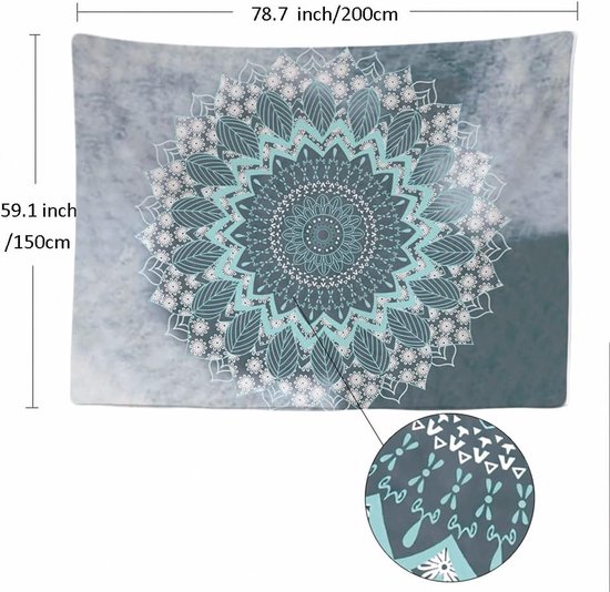 Ulticool - Mandala Pastel Hippie Bohemian - Tapisserie - 200x150 cm - Groot tapisserie - Affiche