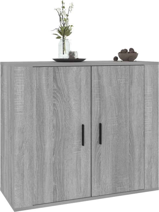 Buffet vidaXL 80 x 33 x 70 Commodes , bois traité, couleur chêne Sonoma gris.