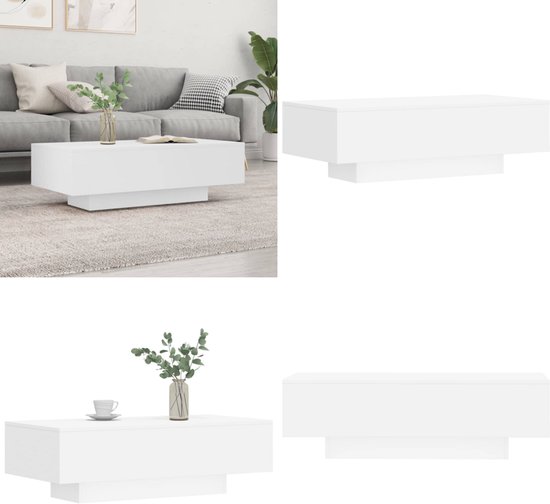 vidaXL - Salontafel - 100x49,5x31 - cm - bewerkt - hout - wit