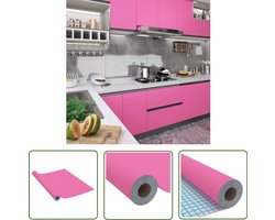vidaXL Pvc Folie - Meubelfolie - Meubelfolie zelfklevend 500x90 cm PVC hoogglans roze - Rozerode Folie - Wanddecoratie - Meubelrenovatie