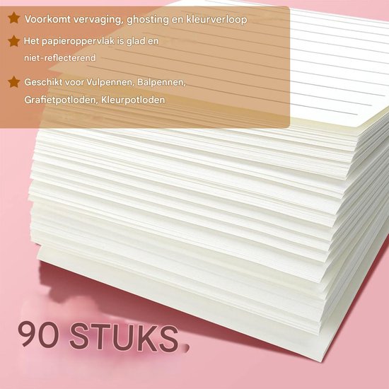 Bidponds A5 Blanco Papier - Navulpapier Met 6 Gaten Voor Planner, Binder, Journals - 80 Vellen/160 Pagina's, 5,6 x 8,3 Inch, Beige