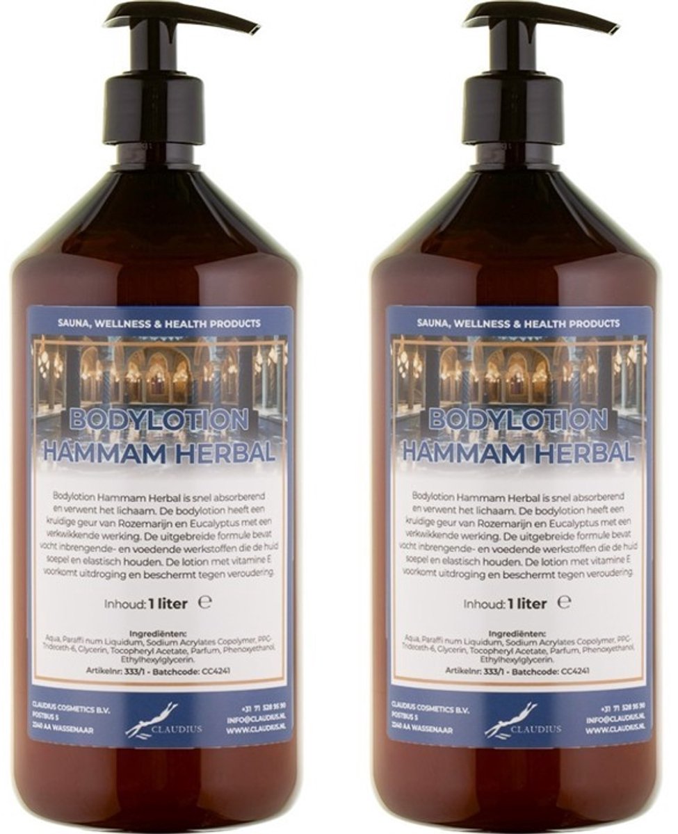 Bodylotion Hammam Herbal 1 Liter - met gratis pomp - set van 2 stuks