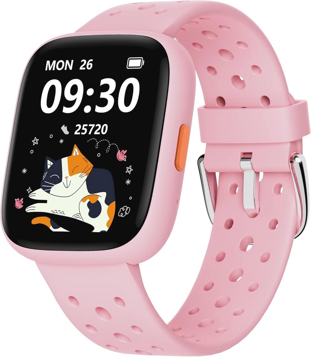 Fitness tracker voor meisjes 5-16 jaar - 1,8 inch smartwatch met stappenteller, hartslagmonitor, slaapmonitor, IP68 waterdicht, puzzelspellen