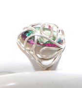 Hetty'S - Modèle Uniek - fait main - bague en argent 925 - avec grande topaze Mystic -