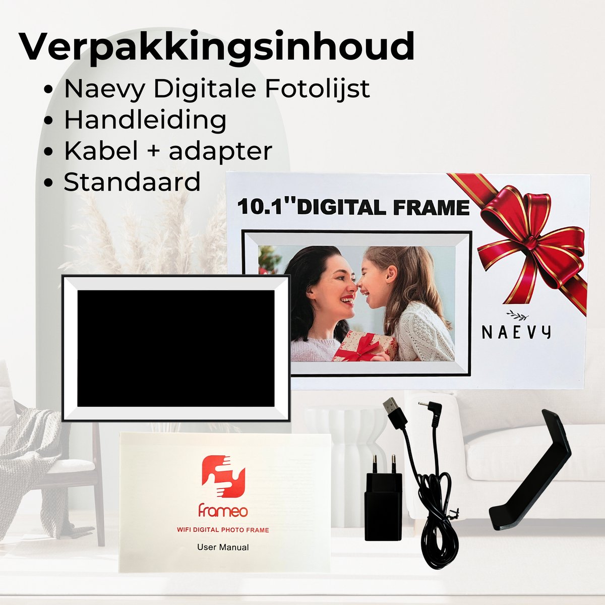 Naevy Digitale Fotolijst 10.1 inch – Digitaal Fotolijstje – HD Display – Met WiFi Verbinding & Touchscreen – Frameo App – 16 GB Intern Geheugen — cadeau in Wonen & Interieur - foto 7