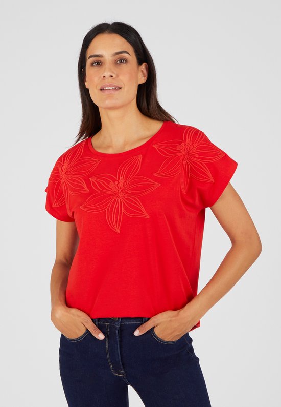 T-shirt con ricami sangallo Donna, Nero | Milano