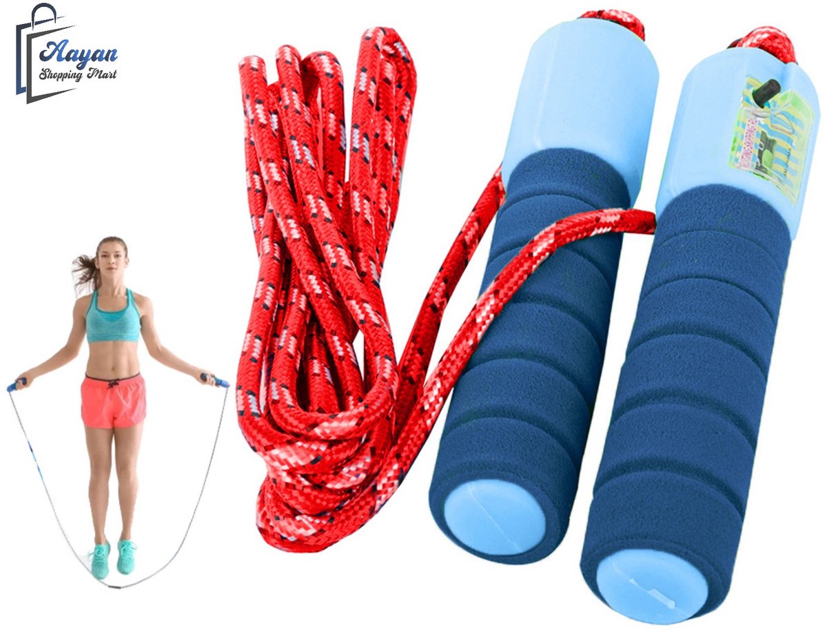 Verstelbaar springtouw met toonbank – Perfect voor Fitness & CrossFit - springtouw volwassenen - springtouwen - springtouw kinderen - blauw - 65649