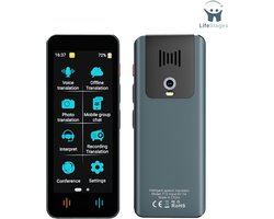 LifeStages - Vertaalcomputer - Taal Vertaalapparaat - Intelligente AI Vertaler Met 142 Talen - Offline Vertaling En Directe Vertaling In Twee Richtingen - Leer Relatiegeschenken Voor Op Reis - (Gray-Gun)