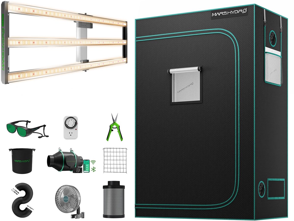 Kweektent Compleet Mars Hydro FC4000-EVO – Kweekkast binnen – Growbox – Groeikas – LED kweeklamp – Alles-in-één Complete Kweektent Set – Indoor kweektent volledig uitgerust – Professioneel groeien van planten, groenten en kruiden thuis
