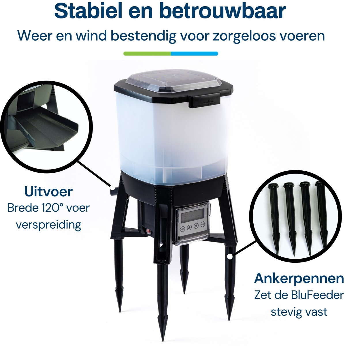 BluGarda BluFeeder - Automatische vis voederautomaat op zonne-energie - visvoeder voor vijver koi - 6L voer reservoir thumbnail 2