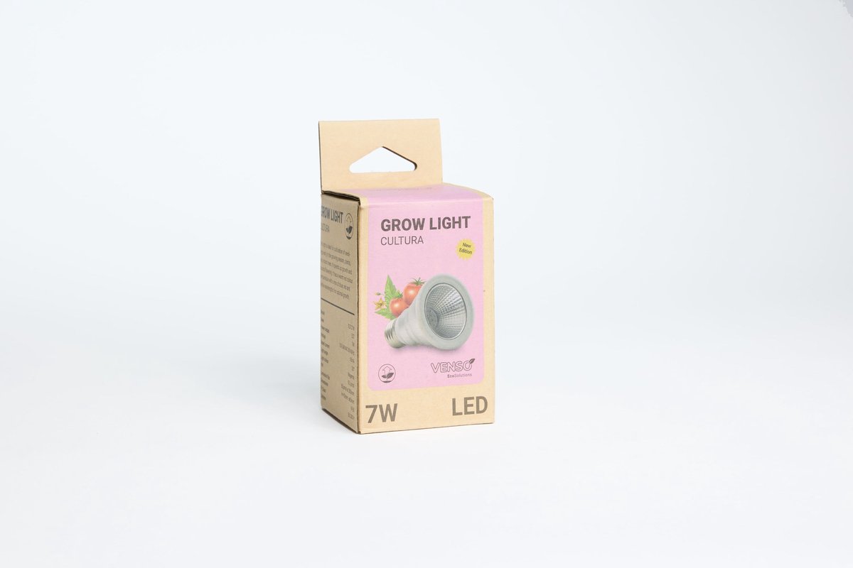 Venso EcoSolutions E27 Kweeklamp "Cultura" 7W 60°, verbeterde fotosynthese en hogere chlorofylvorming, LED groeilamp, groeilicht voor kruiden, groenten en bloeiende planten