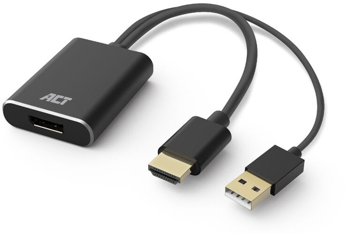 ACT AC7536 4K HDMI naar DisplayPort Adapter | 4K @ 60Hz | Zwart