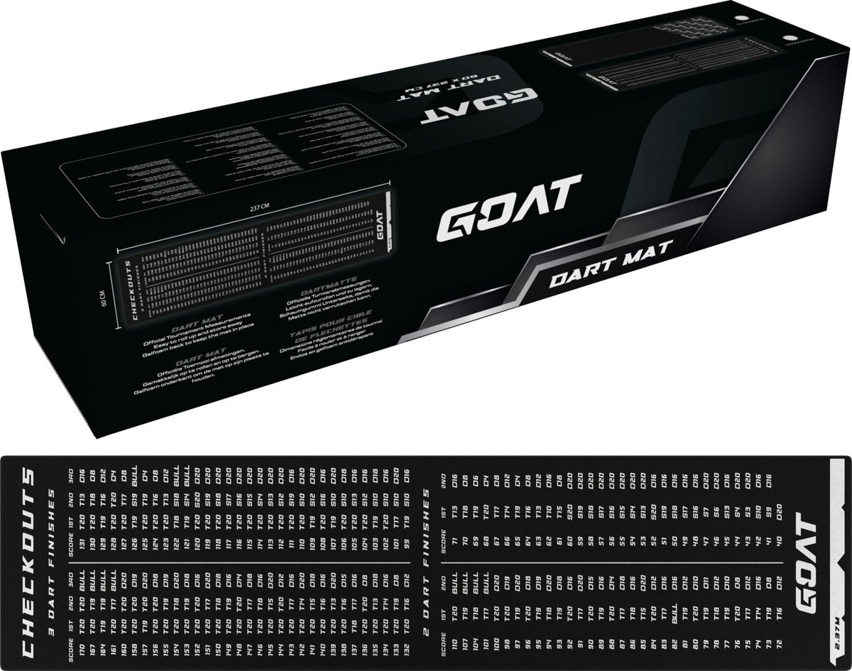 GOAT-Carpet Dartmat- Checkout-241cm x 60cm Black / White