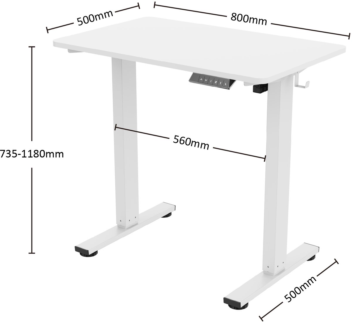 Worktrainer MiniDesk Elektrisch Zit-Sta Bureau Wit – Verstelbaar Bureau met Memoryfunctie – Ergonomisch Bureau voor Thuiswerken en Kantoor – 73-118 cm thumbnail 6