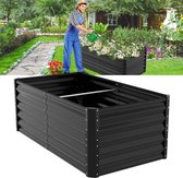 Verhoogde Plantenbak Tuinbak- Bloembakken voor buiten Rechthoekig - Metaal Bloembak - Stabiel en Weerbestendig - 160x90x60cm - Tuinbed voor Kruiden, Groenten en Bleomen - Zwart