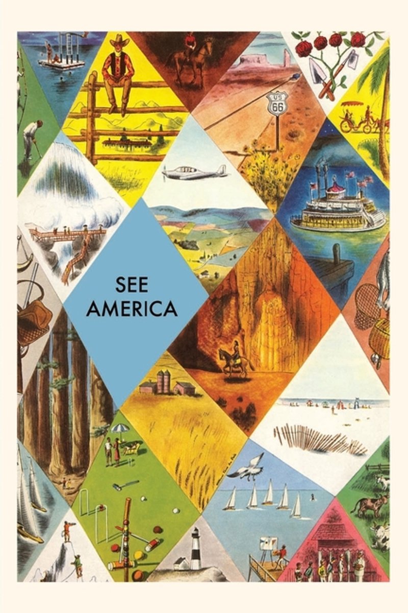 Pocket Sized - Found Image Press Journals- Vintage Journal See America Travel Poster van