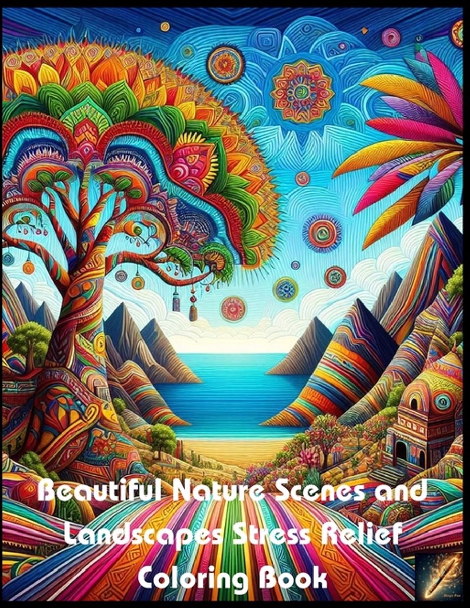 Beautiful Nature Scenes And Landscapes Stress Relief Coloring Book van Magic Pen