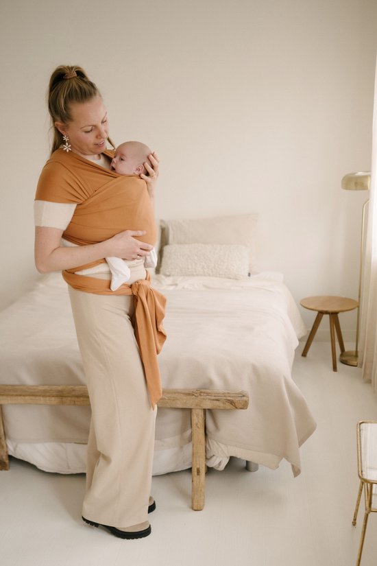 Pure Baby Love - rekbare draagdoek - hazle - hazelnootbruin - geschikt vanaf newborn van Pure Baby Love — afbeelding 3