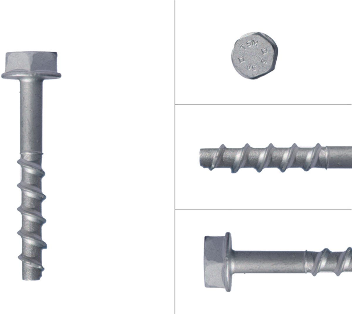 Betonschroeven Verzinkt M6 x 60 mm Zeskantkop SW13 | Doos a 100 stuks