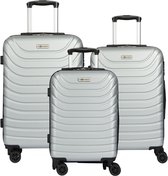 Bol.com Leonardo Kofferset 3 Delig - Handbagage Koffer - Reiskoffer met Wielen - Trolley Kofferslot - Zilver aanbieding