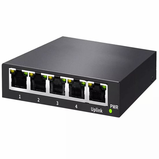 Tenda SG105 V4.0 5-poorts Gigabit Switch – Plug-and-Play, Ventilatorloos, Onbeheerd, 10/100/1000 Mbps, Auto MDI/MDIX, Voor Thuis En Kantoor (zwart)