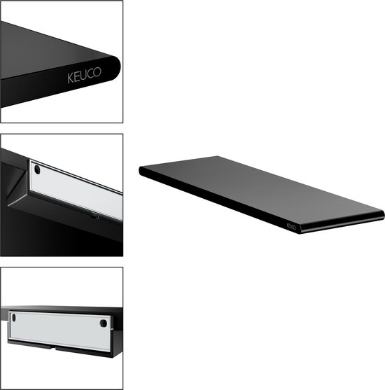 KEUCO Étagère de Douche à coller ou à percer, fabriquée en Allemagne, support de douche noir mat, 32,8 cm de large, kit de colle inclus, panier de douche, montage mural, ROSE