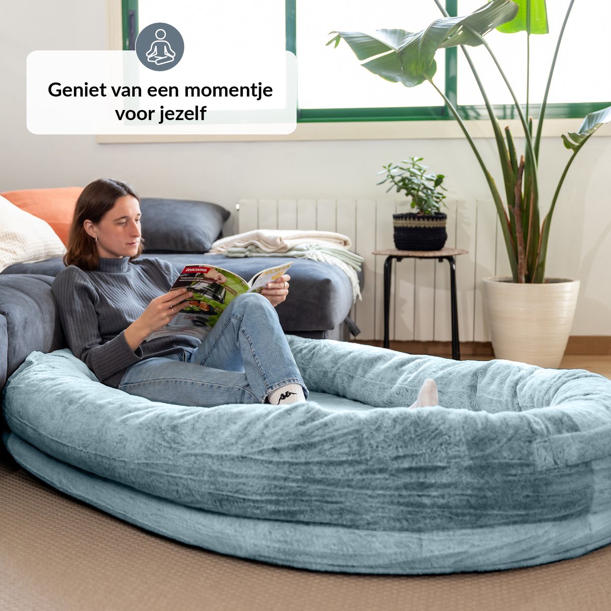 Human Dog Bed - Groot zitzakbed voor volwassenen - Blauw thumbnail 3