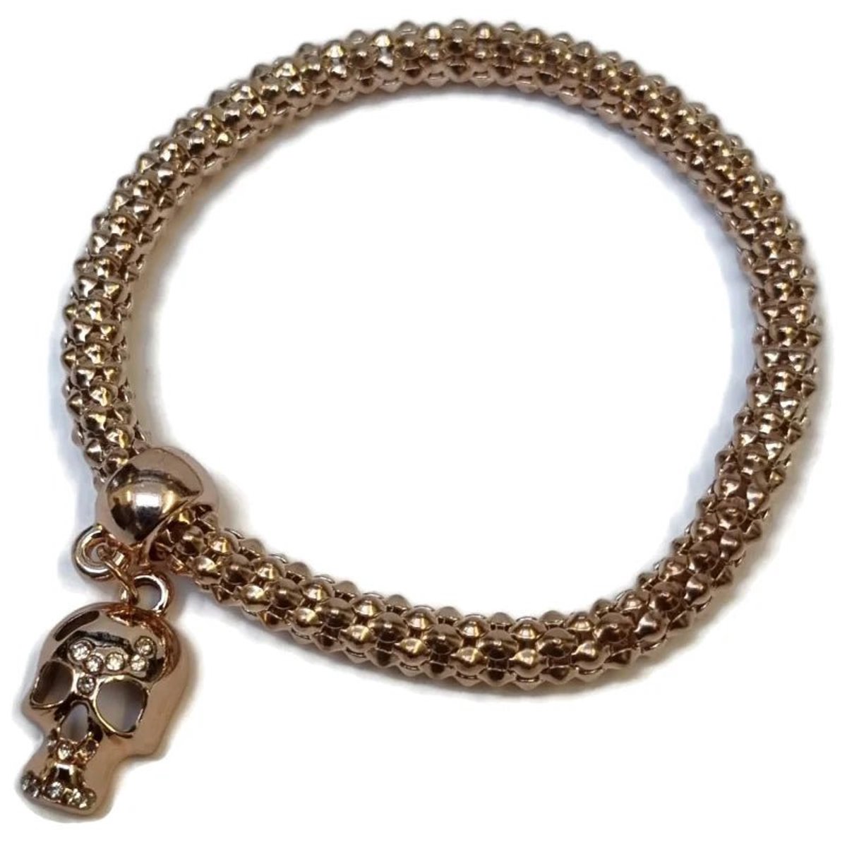Aramat Jewels | Armbanden | Stalen Armband met Doodshoofd Bedel | | | |8mm | Metaal | Volwassenen | Verkleurd niet