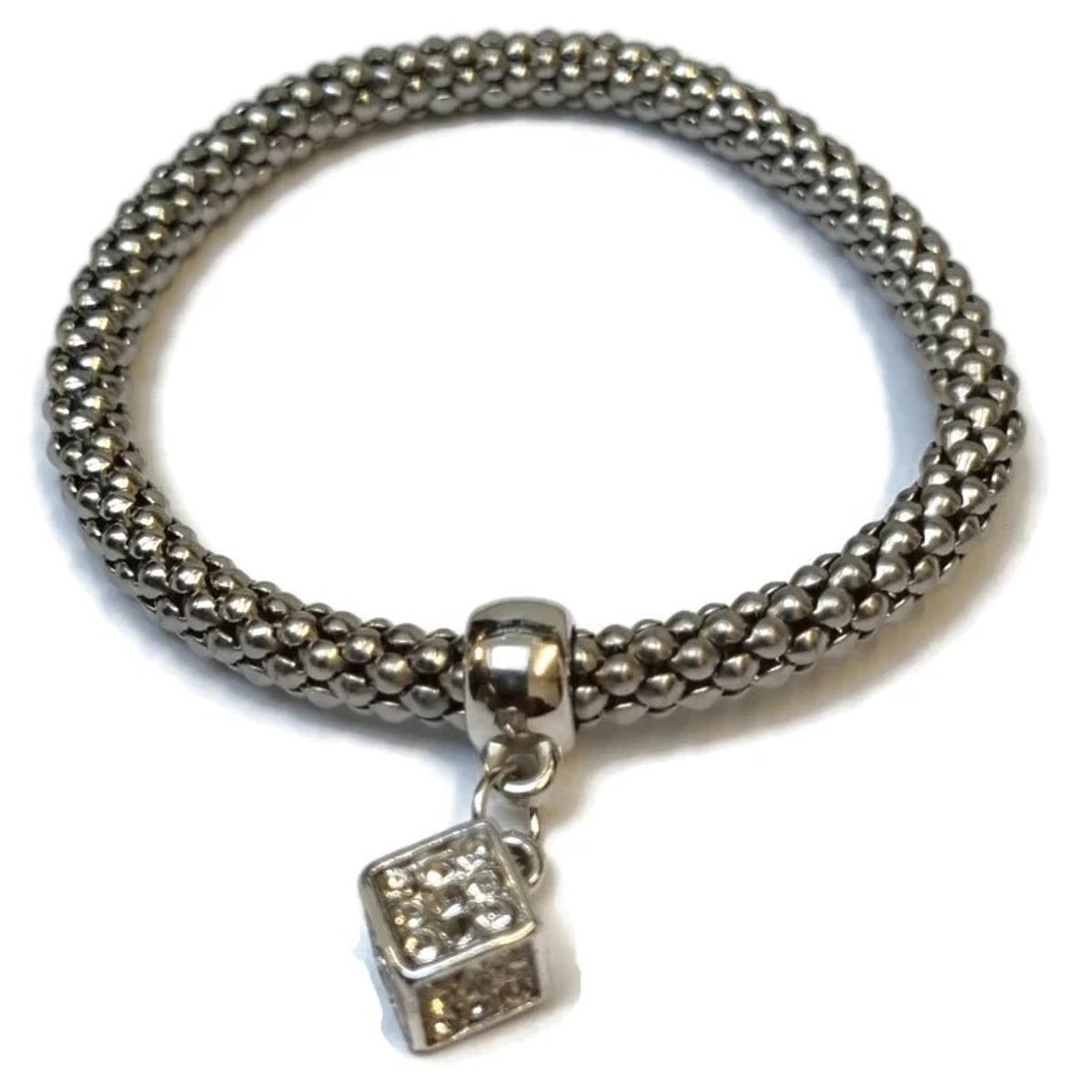 Aramat Jewels | Armbanden | Stalen Armband met Kubus Kristal | | | |6mm | Metaal | Volwassenen | Verkleurd niet