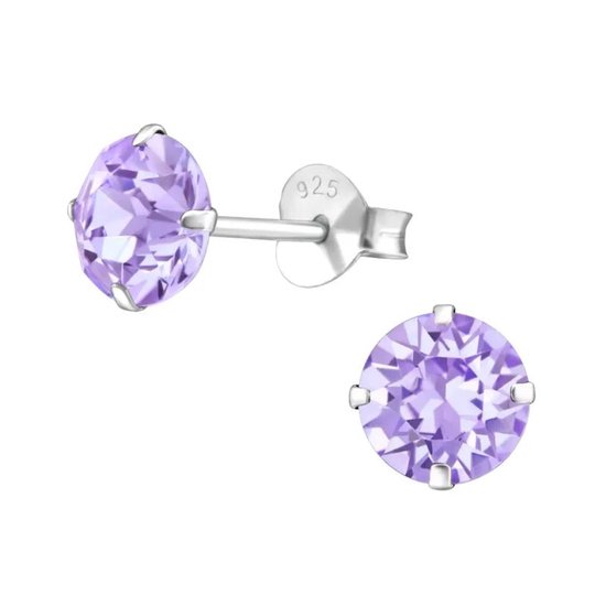 Aramat Jewels-Oorbellen-Echt Zilveren Kristal Oorbellen--6mm / Lavendel--