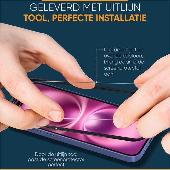 Protection d'écran pour iPhone 16 Plus - Avec outil d'alignement - Verre trempé - Protection d'écran en Tempered Glass - 3 pièces