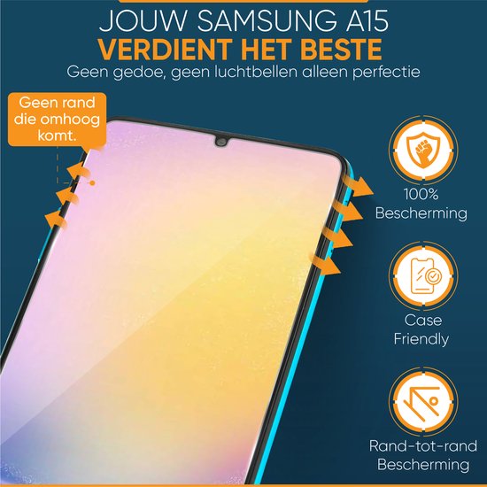 Protection d'écran pour Samsung Galaxy A15 - Avec outil d'alignement - Verre trempé - Protection d'écran en Tempered Glass - 3 pièces