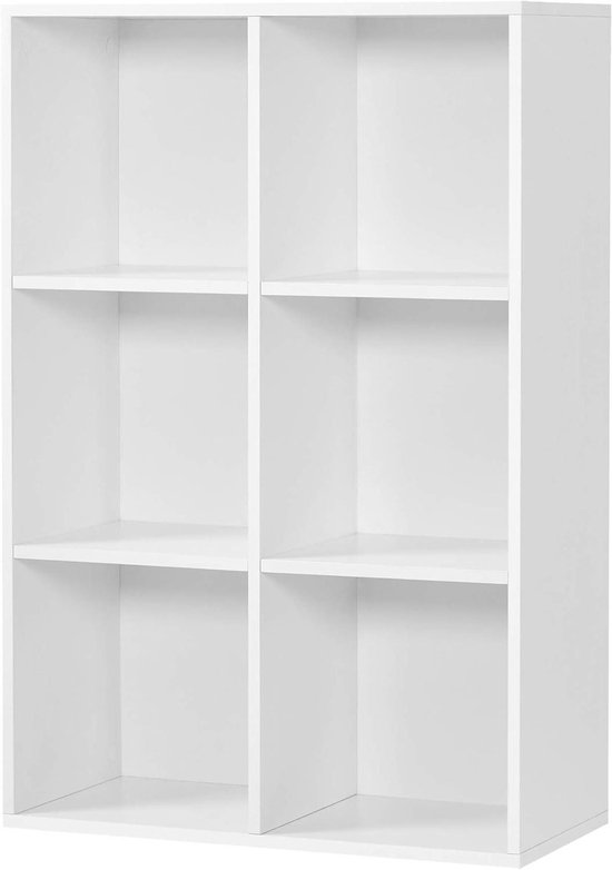 Vasagle Bücherregal, 6 Fächer, 6 Würfel, Holz-display-regal