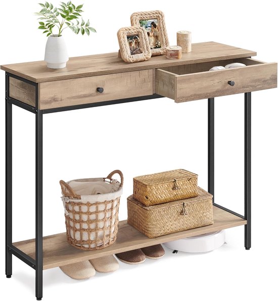 Lifewit Console Haltafel met 2 Stoffen Lades, 3-laags Industriële