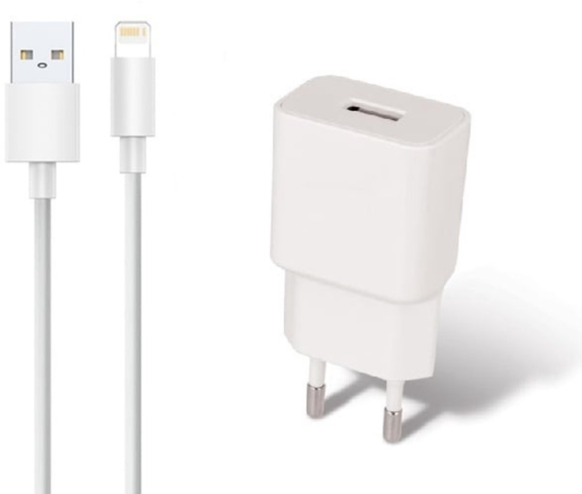 OneOne 2A lader + 0,5m OneOne Lightning kabel. Universele oplader adapter past op Apple iPhone XR, iPhone XS, iPhone XS Max, iPhone 10, iPhone 11, 11 Pro, 11Pro Max, iPhone 12, 12 Mini, 12 Pro