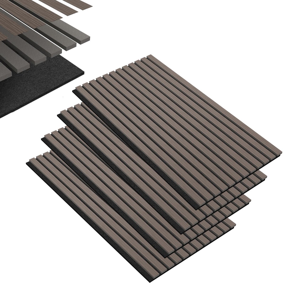 4 stuks Geluidisolatie - akoestisch wandpaneel - 120x60 cm Akoestische panelen - Geluiddemper - Studio Foam -Grijs