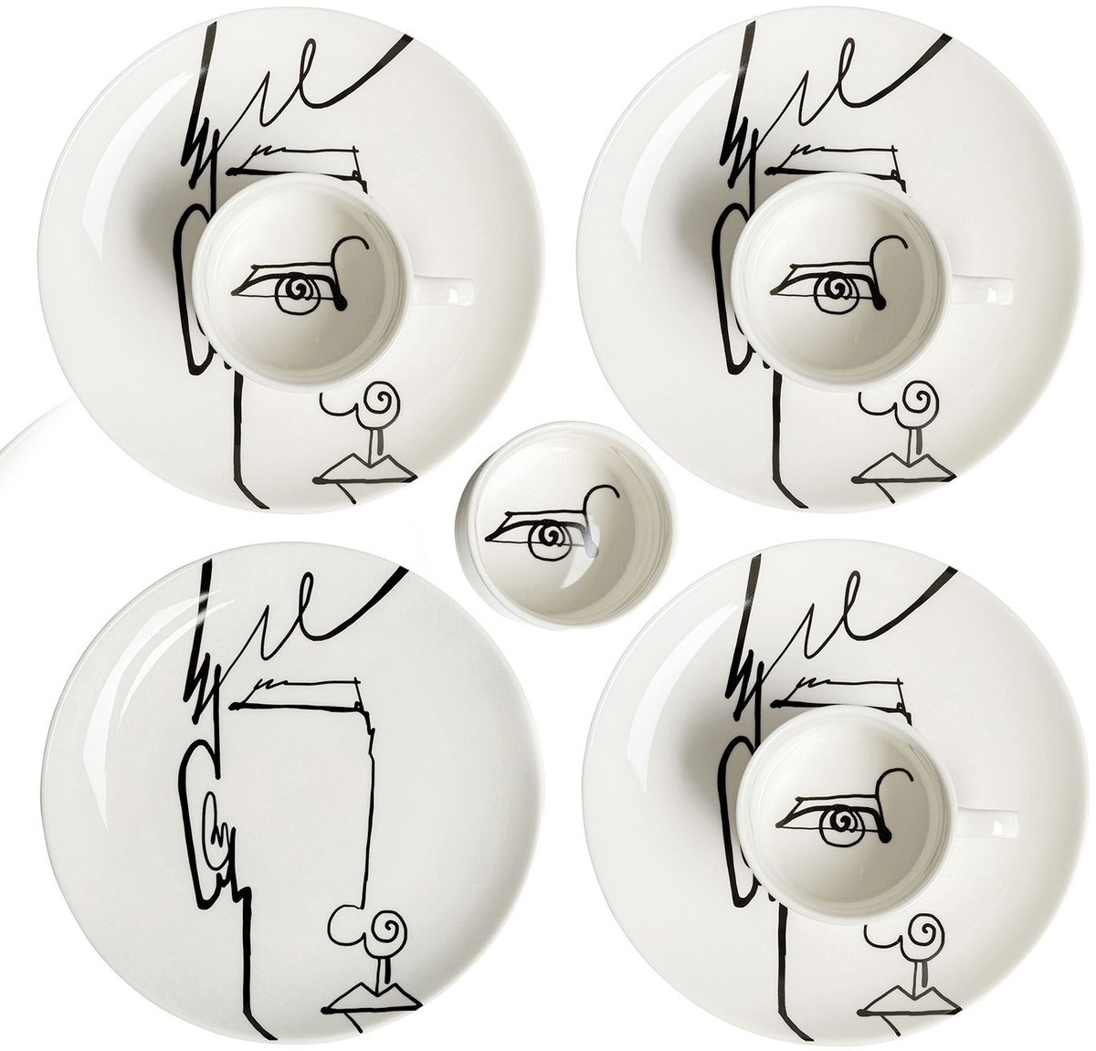 Koffie Kopjes Viso man (4/set) Kare Design