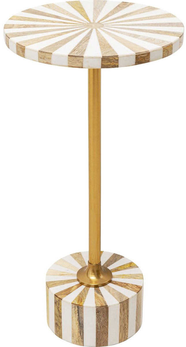 Kare Bijzettafel Domero Cirque Gold White Ø25cm