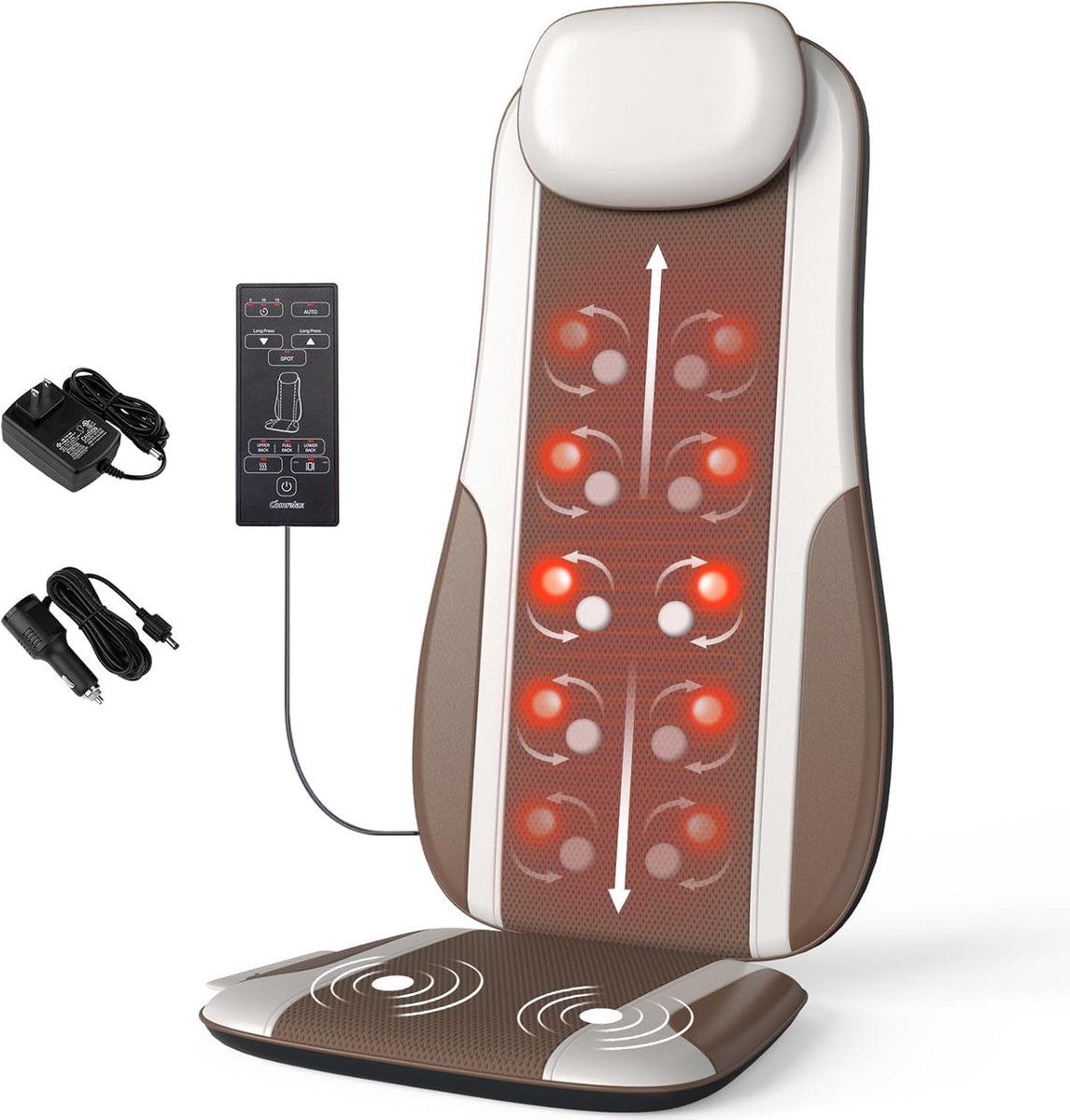 Shiatsu rugmassageapparaat met warmte - massagestoelkussen voor rugpijn en nekontspanning
