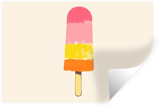 Muurstickers - Sticker Folie - Waterijsje - Retro - Stokje - Roze - 120x80 cm - Plakfolie - Muurstickers Kinderkamer - Zelfklevend Behang - Zelfklevend behangpapier - Stickerfolie