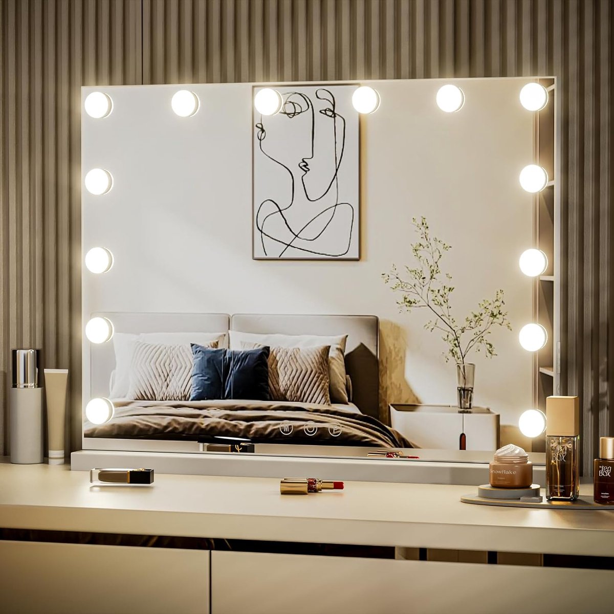 Hollywood Make-up Spiegel met Dimbare LED Lampen en Geheugenfunctie | Wandmontage
