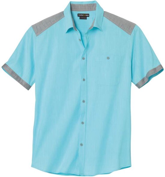 ATLAS FOR MEN - Overhemd van gevlamd popeline Caraïben - Heren - Verkrijgbaar in grote maten - 4XL